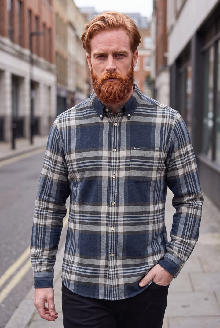 BARBOUR GREY MARL DOVEDALE TAILORED CHECK SHIRT