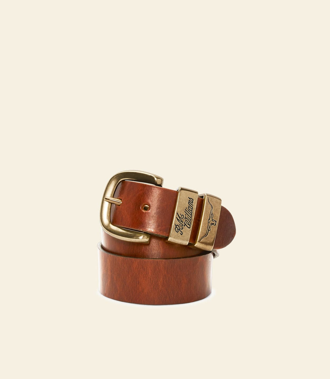R.M WILLIAMS DROVER CARAMEL LEATHER BELT