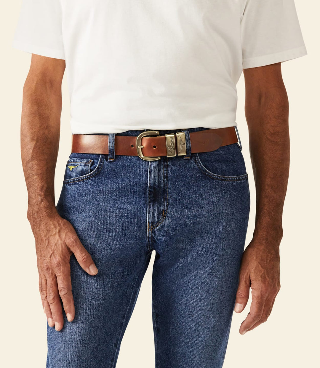 R.M WILLIAMS DROVER CARAMEL LEATHER BELT
