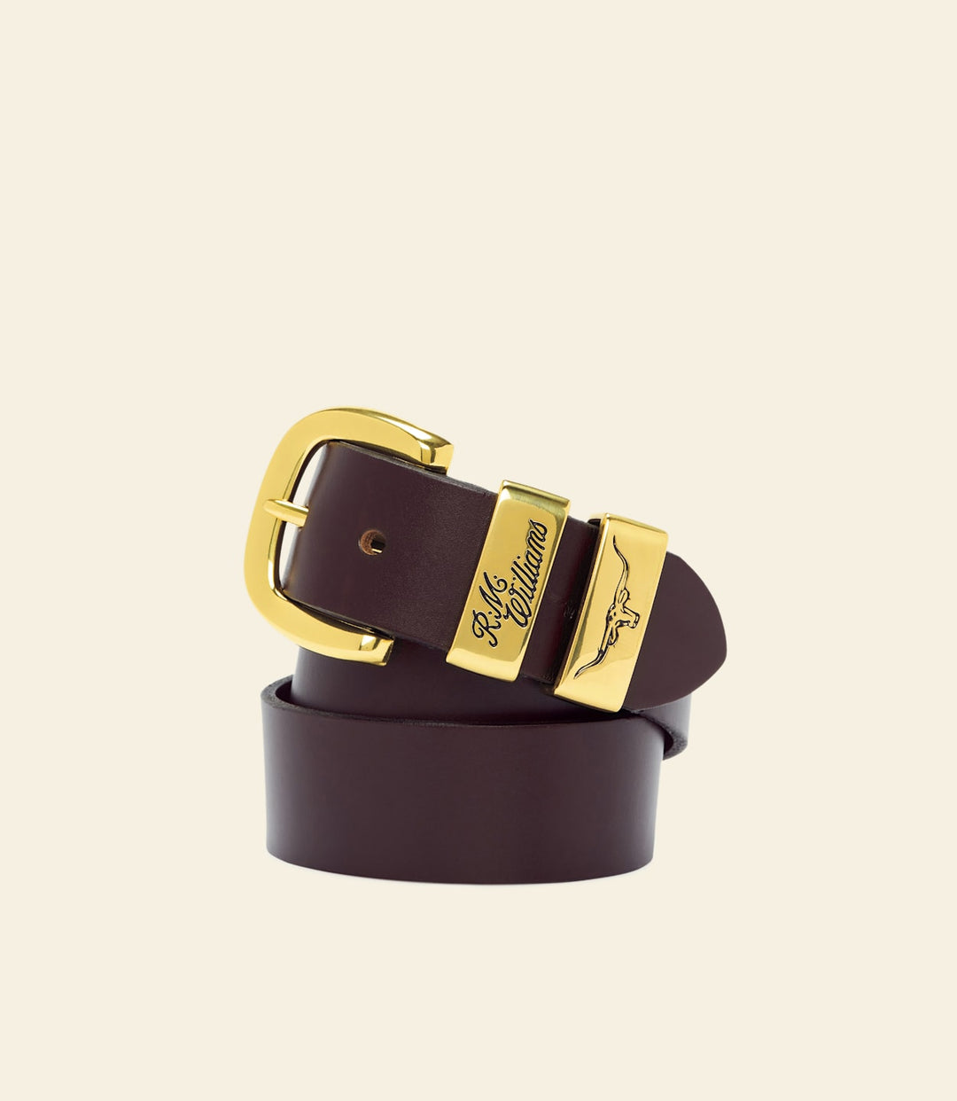 R.M WILLIAMS DARK BROWN DROVER BELT