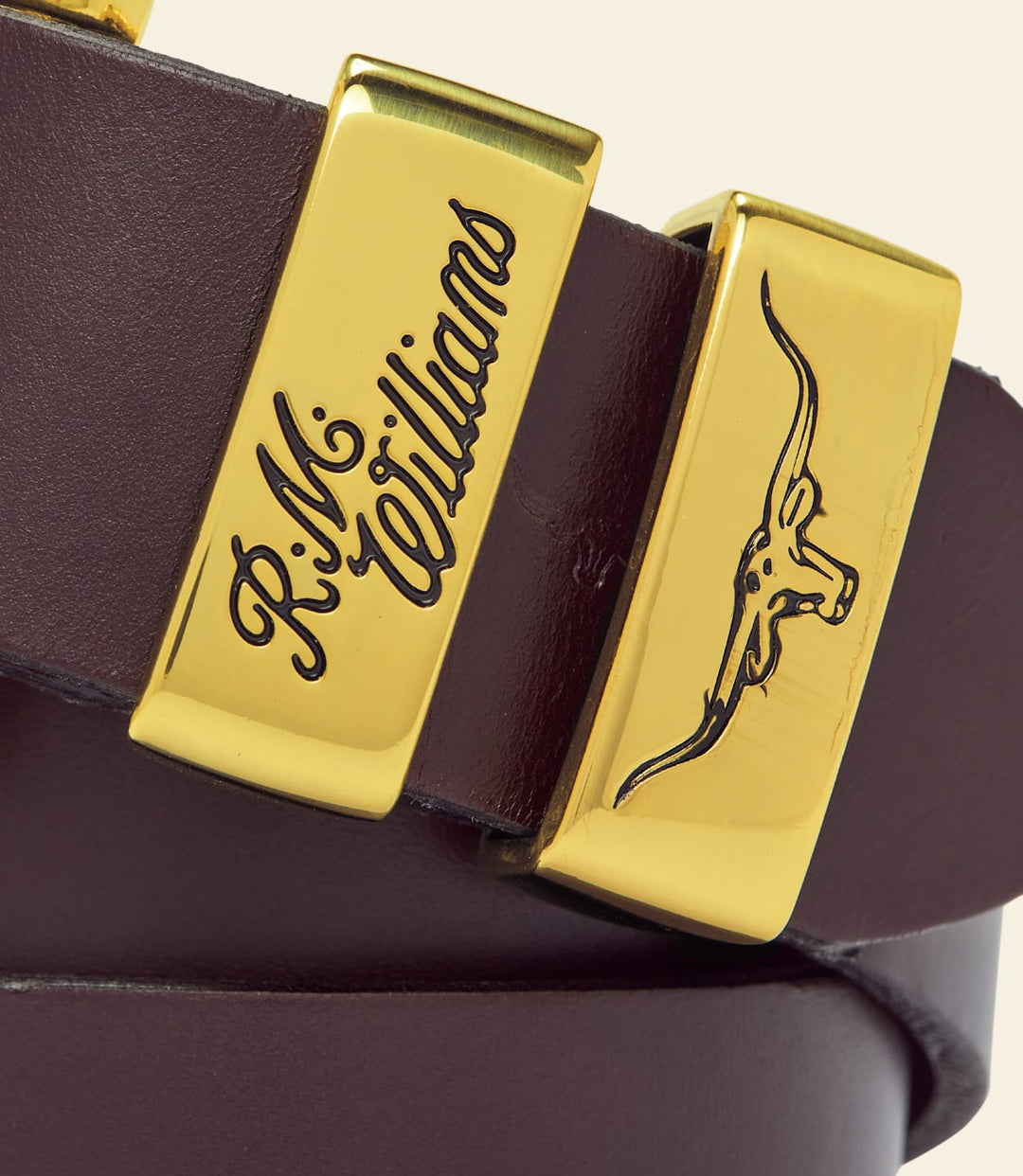 R.M WILLIAMS DARK BROWN DROVER BELT