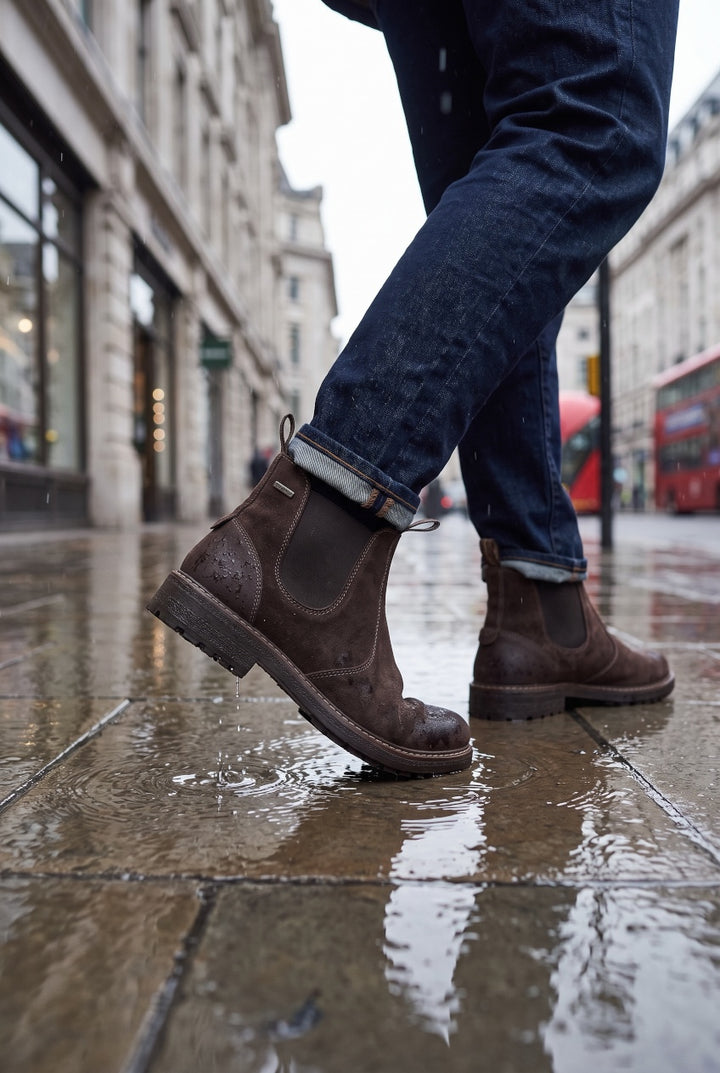 BARBOUR BROWN SUEDE WATERPROOF  EMBLETON CHELSEA BOOT