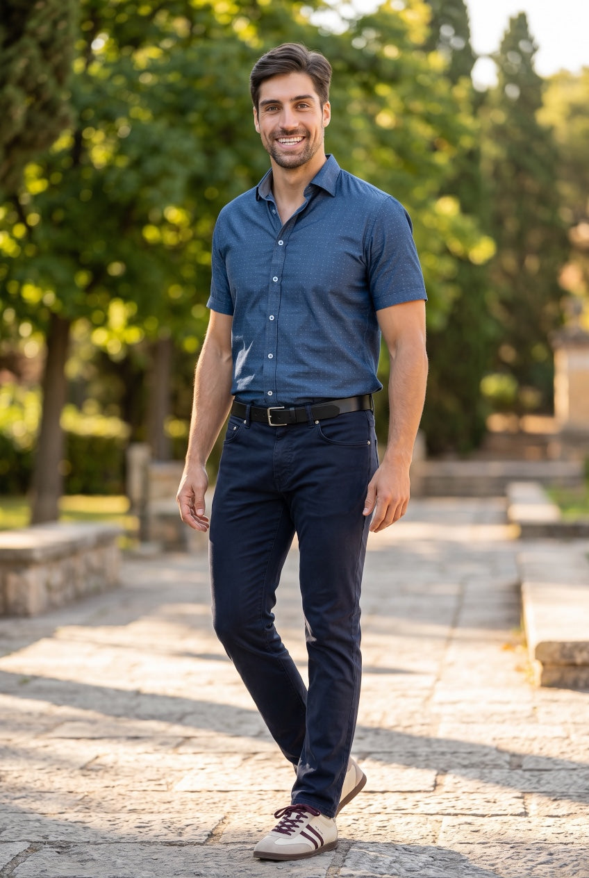 GANT SLIM COTTON LINEN NAVY JEANS