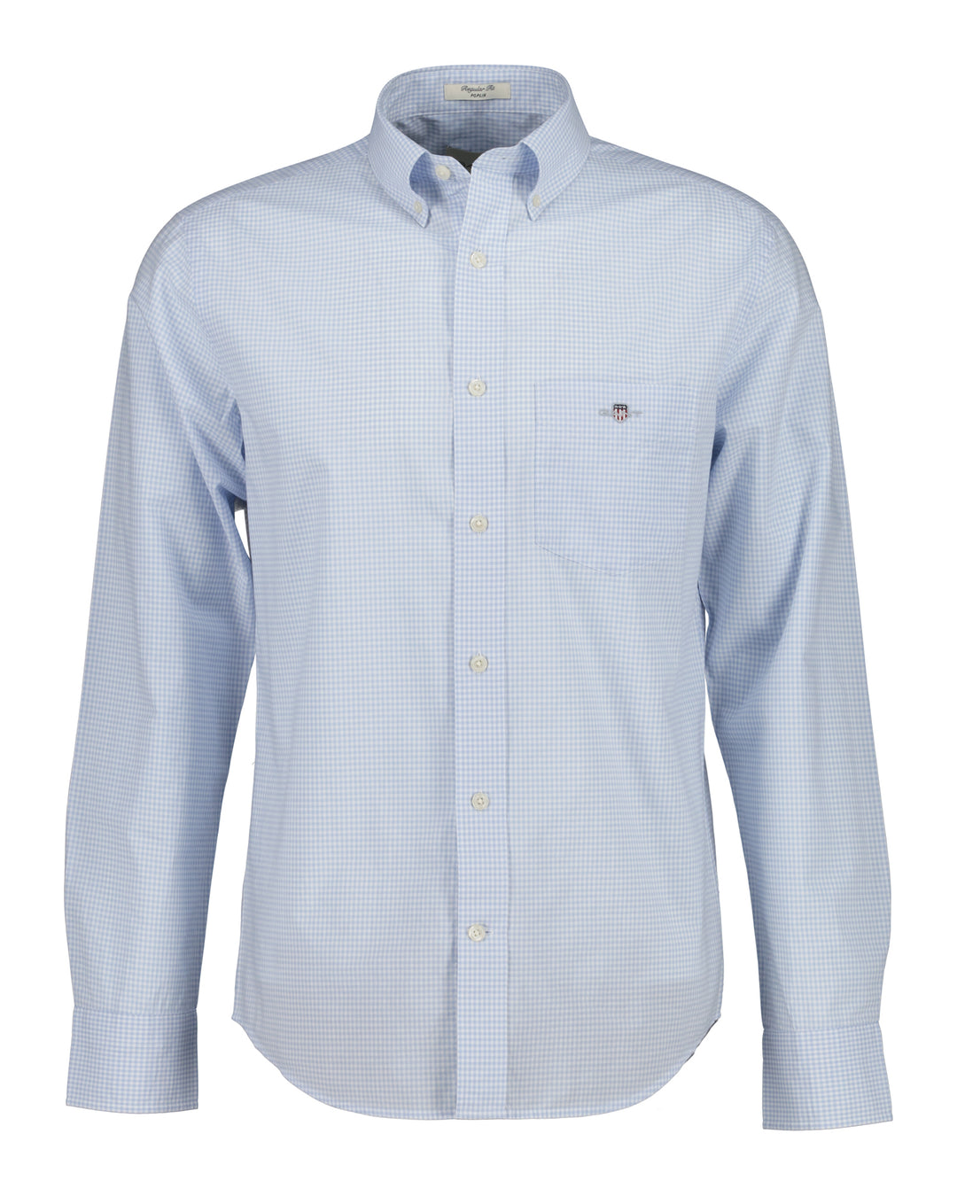 GANT light blue gingham poplin button-down shirt, long sleeves, button front