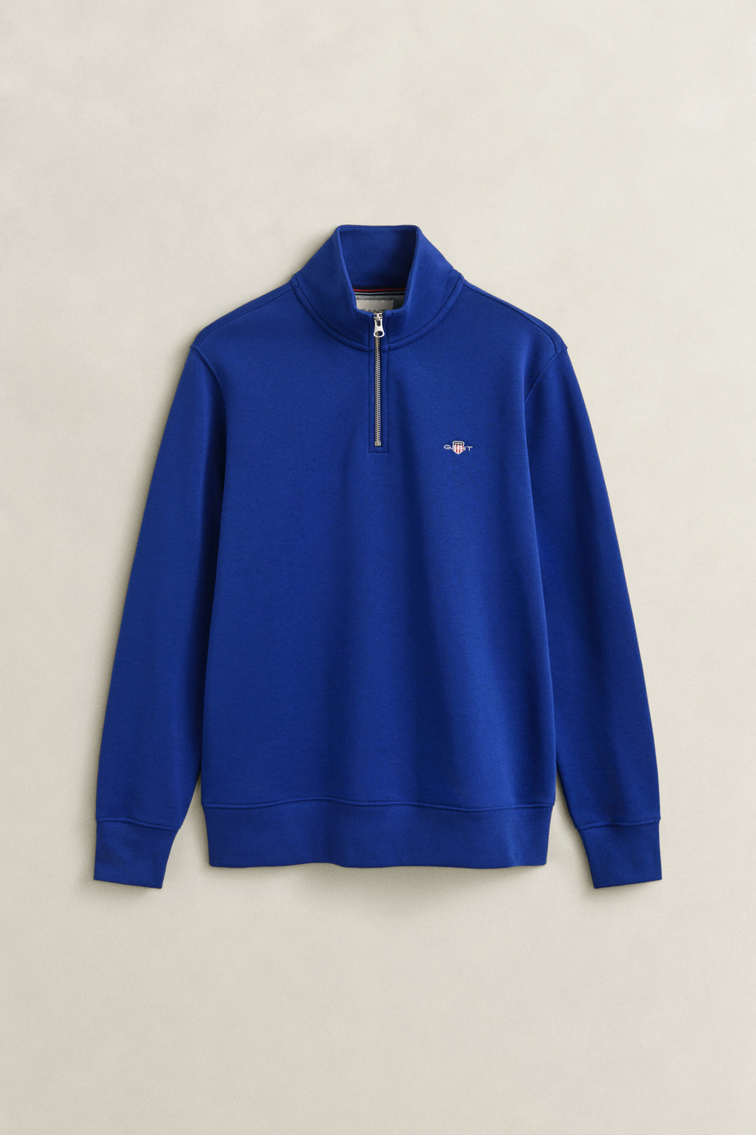 GANT blue half-zip sweatshirt with stand collar and chest logo