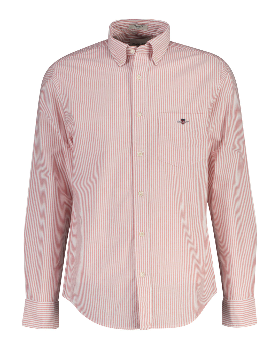 GANT pink striped oxford button-down shirt, chest logo, button front, long sleeves
