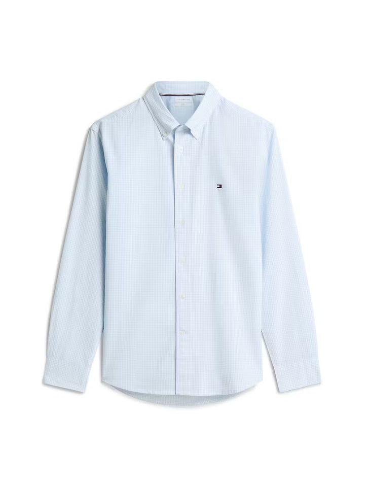 TOMMY HILFIGER FLEX BLUE POPLIN GINGHAM RF SHIRT