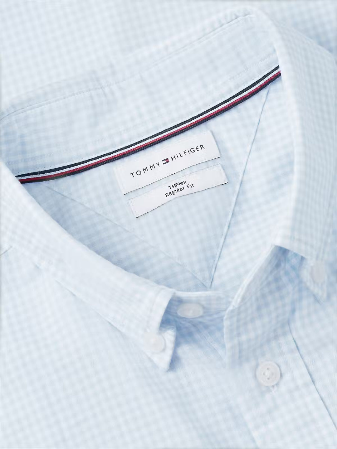 TOMMY HILFIGER FLEX BLUE POPLIN GINGHAM RF SHIRT