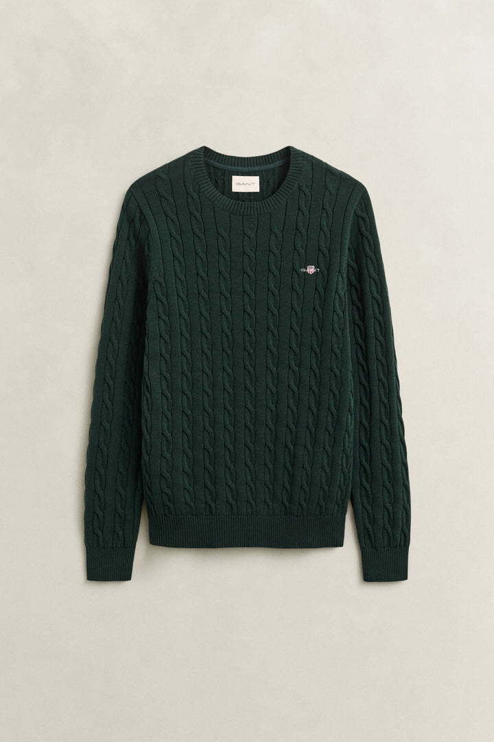 GANT GREEN CLASSIC CABLE KNIT SWEAT