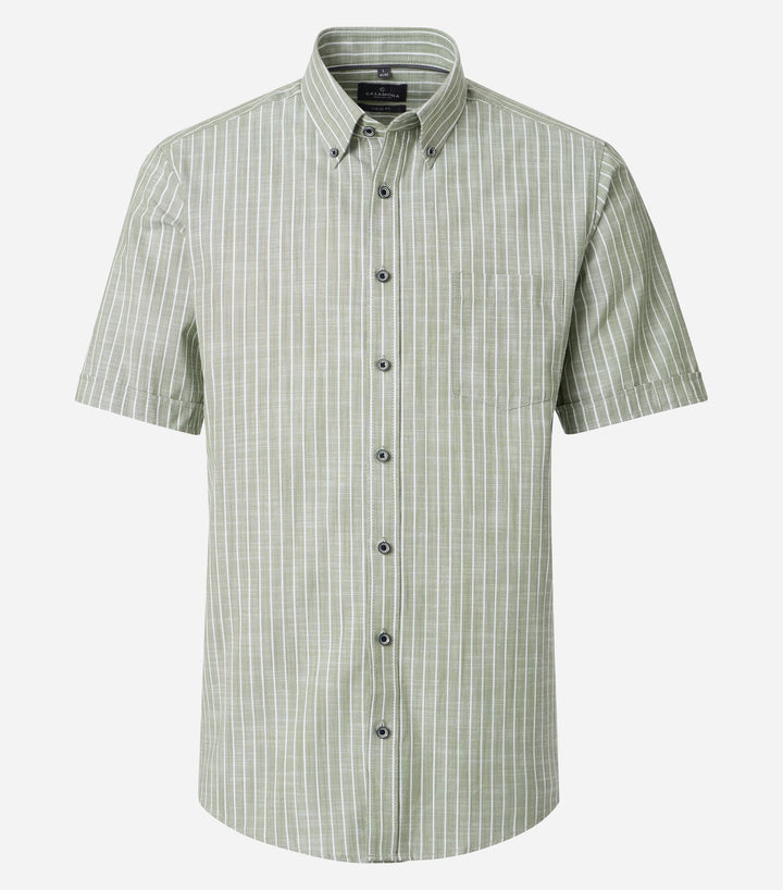 CASA MODA GREEN STRIPE SS SHIRT