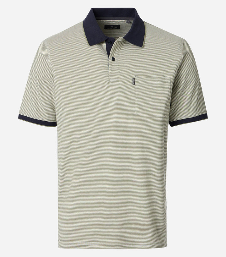 CASA MODA GREEN STRIPE POLO