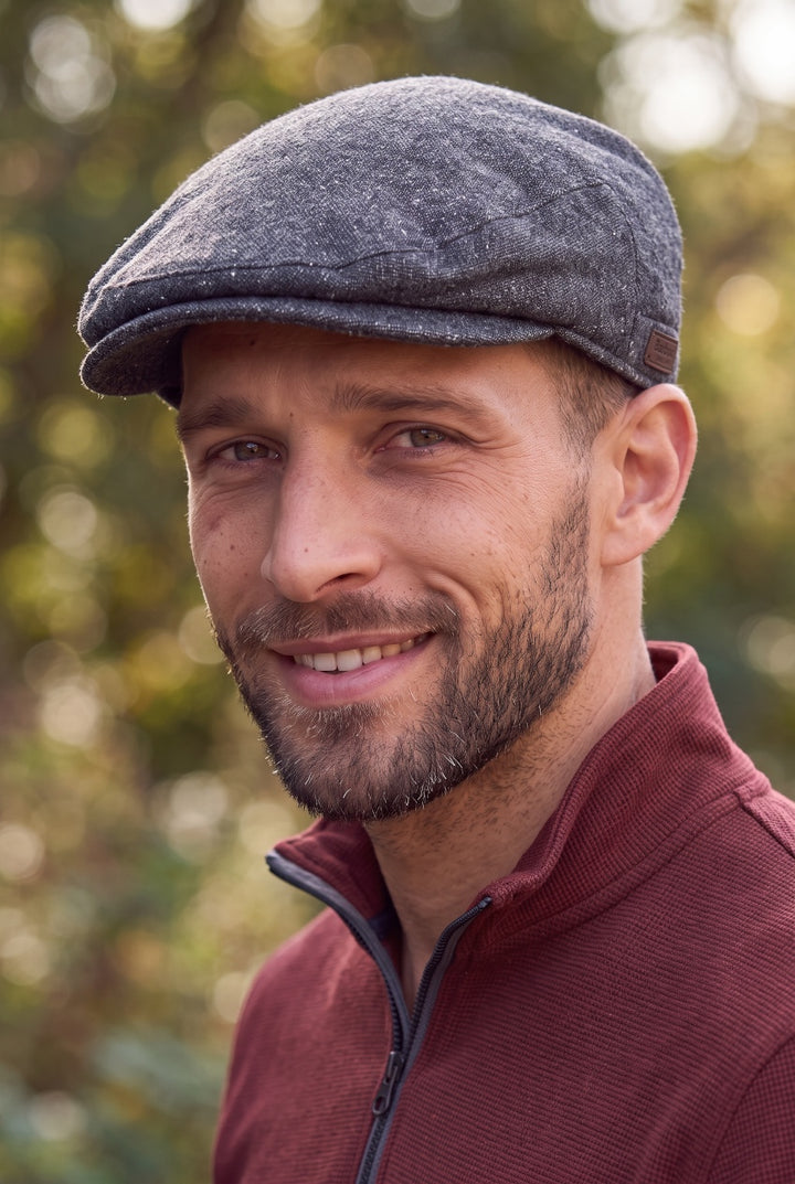 BARBOUR GREY BARLOW FLAT CAP