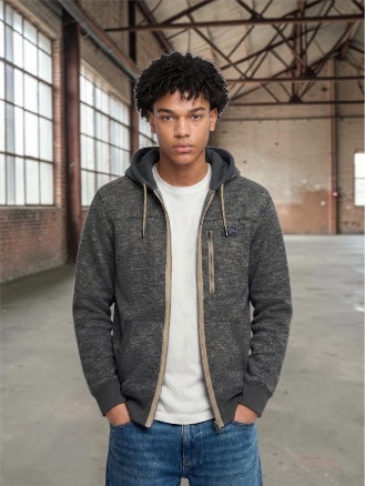 SUPERDRY GREY STORM FLEECE ZIPHOOD