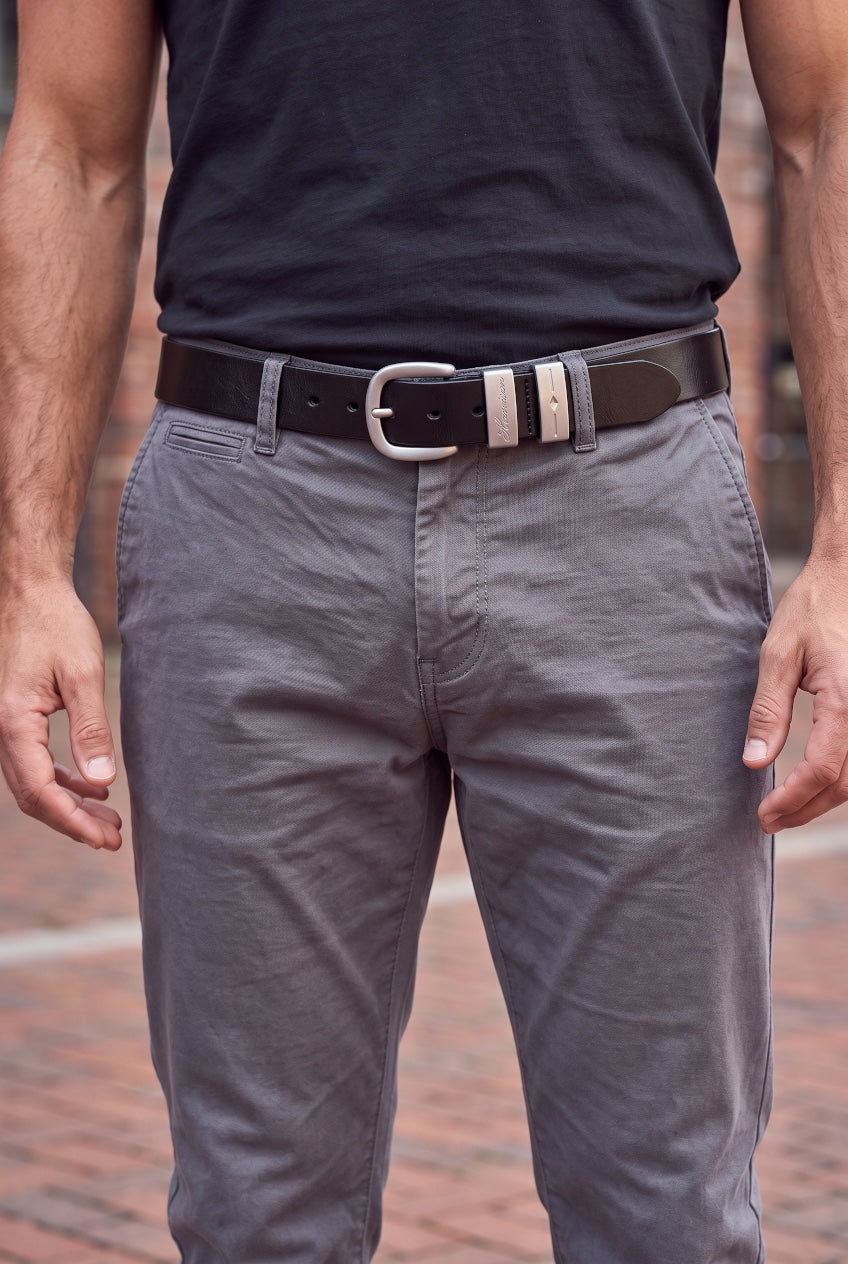 HARRISON BLACK LEATHER BELTS