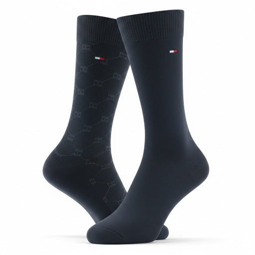 TOMMY HILFIGER ICONIC NAVY LOGO 2P SOCKS
