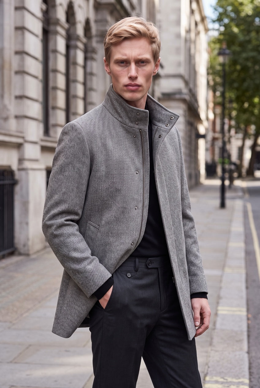 REMUS JACOB GRAPHITE WOOL COAT