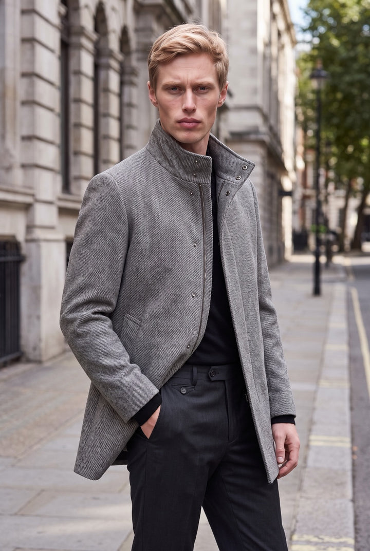 REMUS JACOB GRAPHITE WOOL COAT