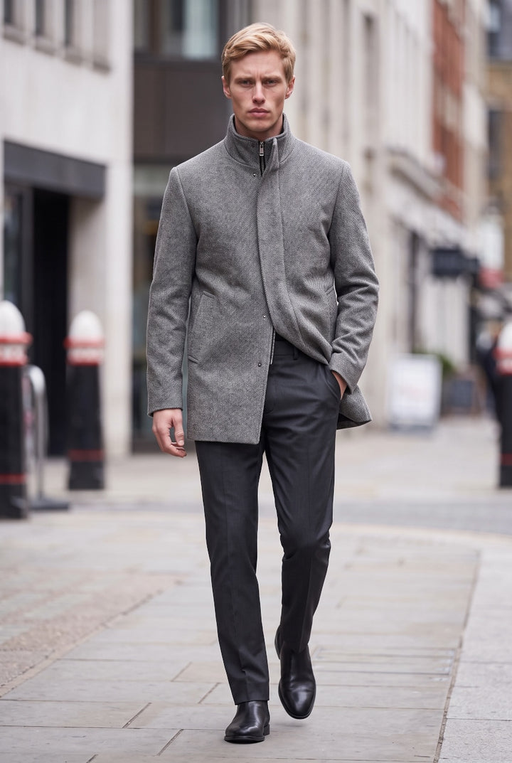 REMUS JACOB GRAPHITE WOOL COAT