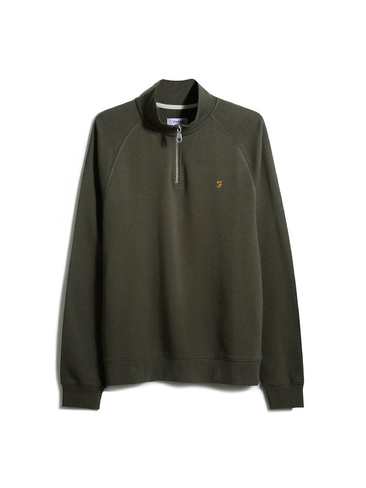 FARAH JIM 1/4 ZIP GREEN SWEAT