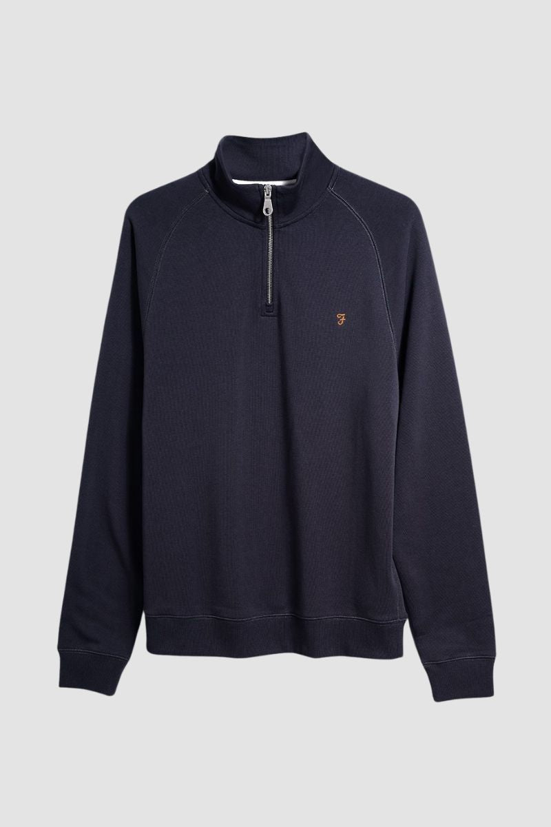 FARAH JIM 1/4 ZIP NAVY SWEAT