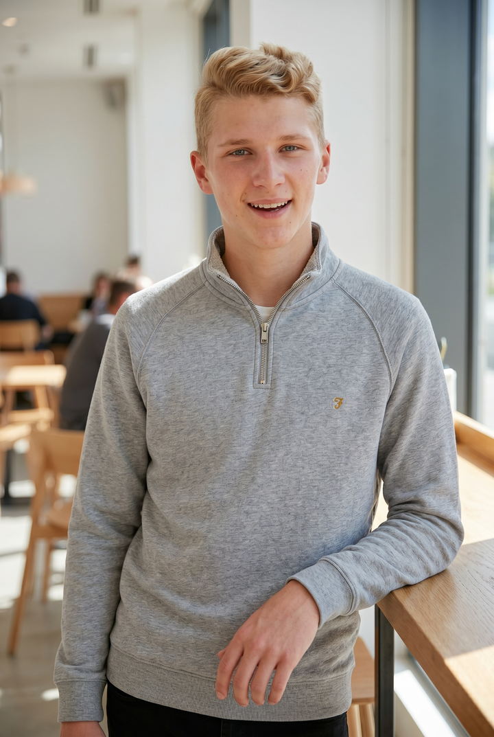 FARAH 1/4 ZIP GREY SWEAT