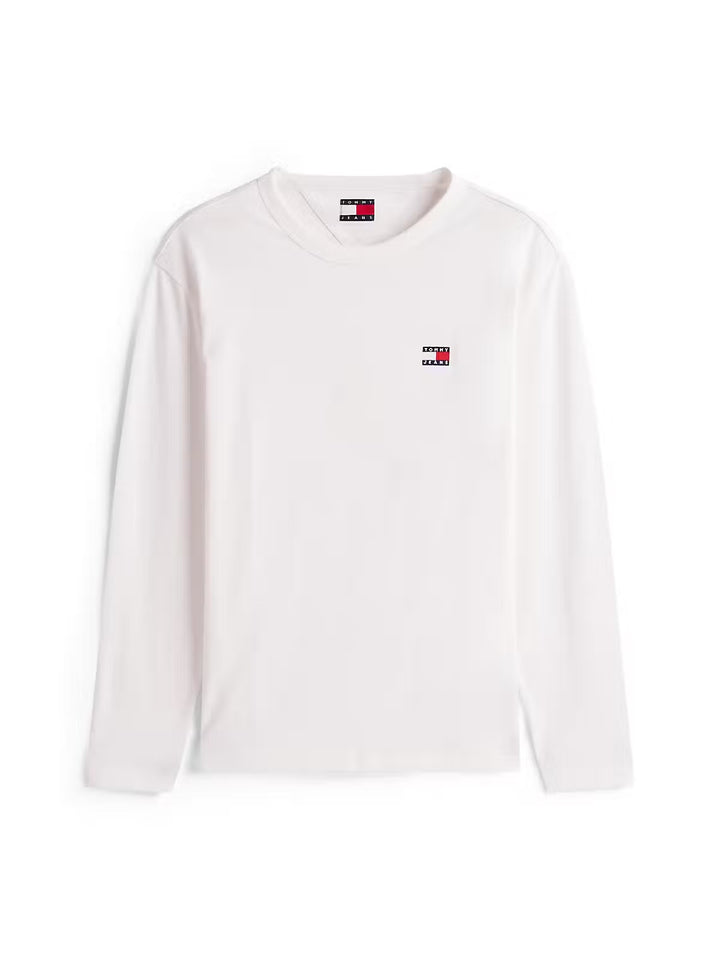 TOMMY JEANS  WHITE LONG SLEEVE  REG BADGE TEE