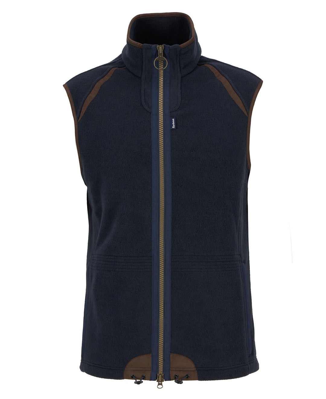 Barbour navy fleece gilet vest with full front zip and stand collar
