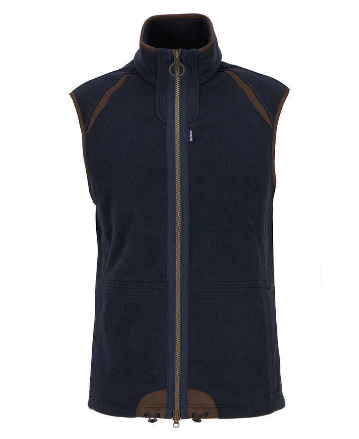 Barbour navy fleece gilet vest with full front zip and stand collar
