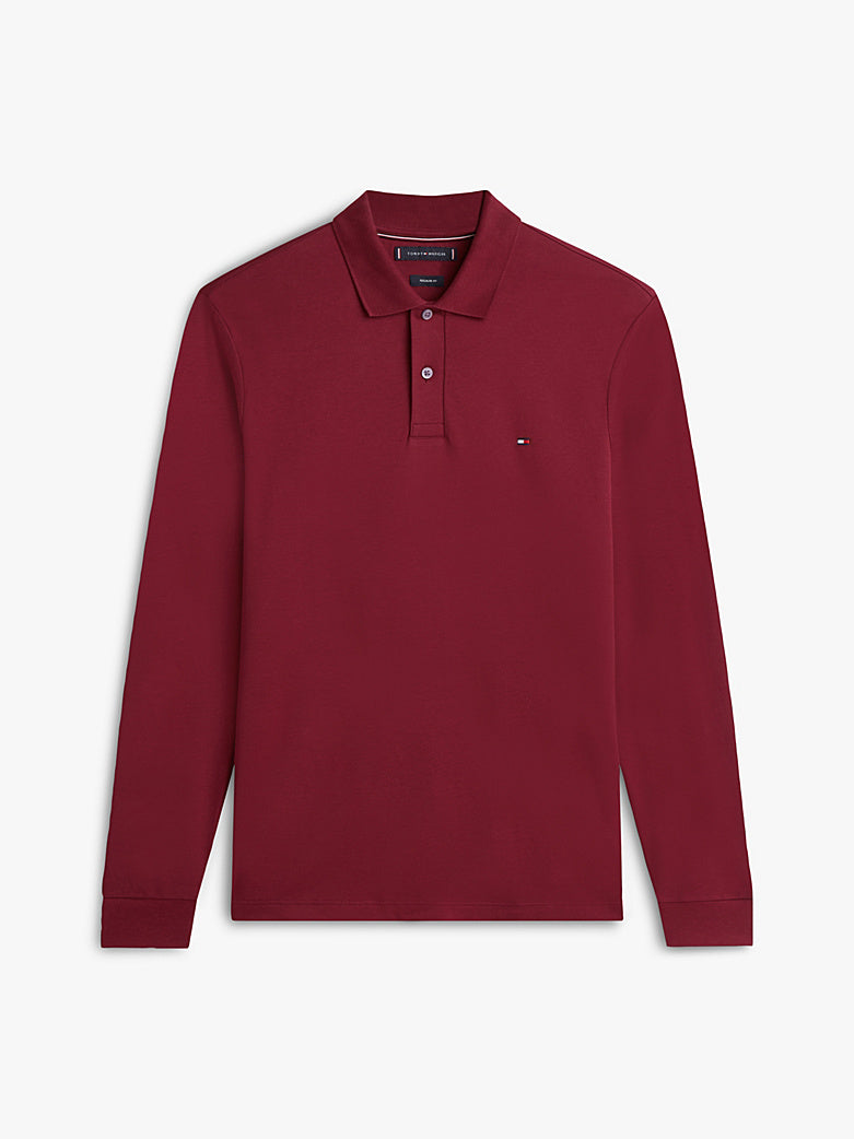TOMMY HILFIGER LS BURGUNDY LIQUID COTTON  REG POLO