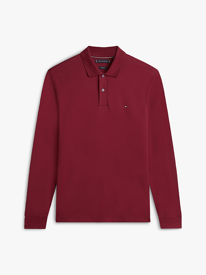 TOMMY HILFIGER LS BURGUNDY LIQUID COTTON  REG POLO