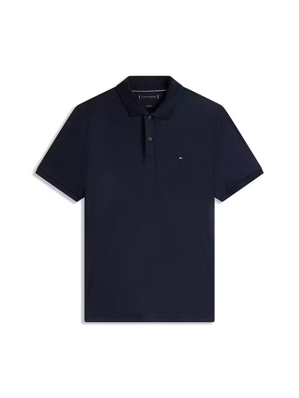 Tommy Hilfiger navy polo shirt with collared button placket and small chest logo