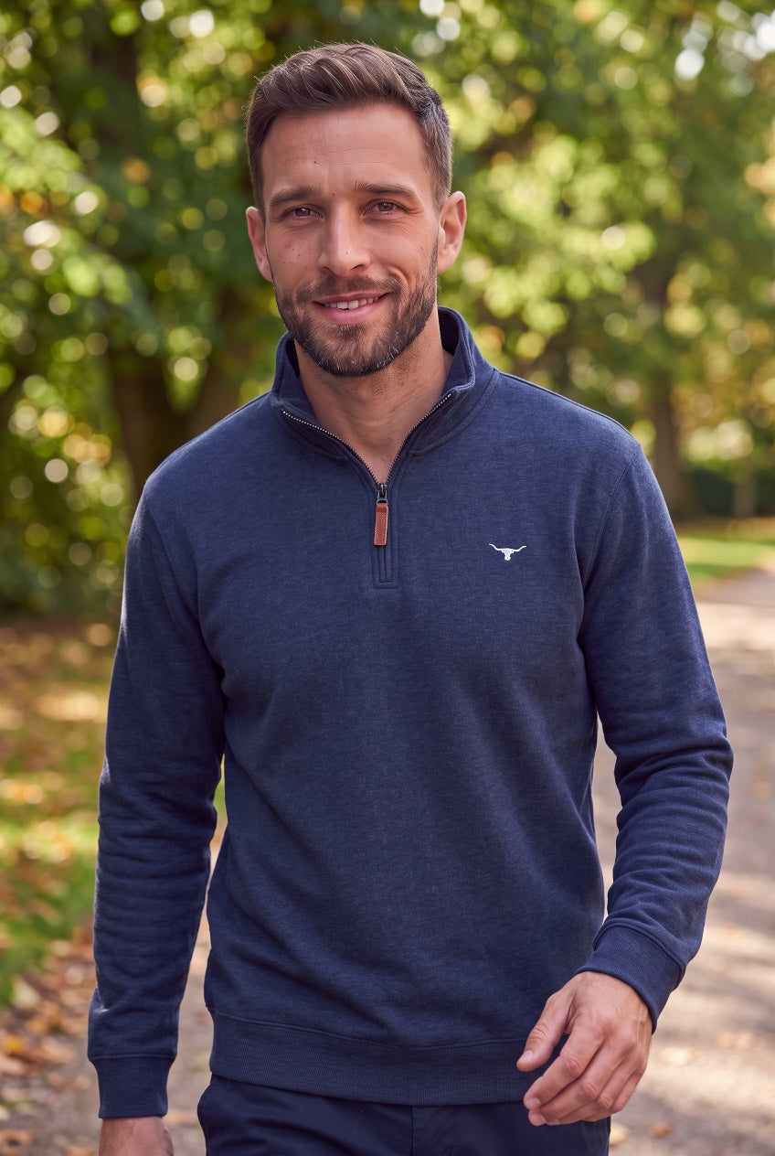 RM WILLIAMS MULYUNGARIE NAVY 1/4 ZIP SWEAT