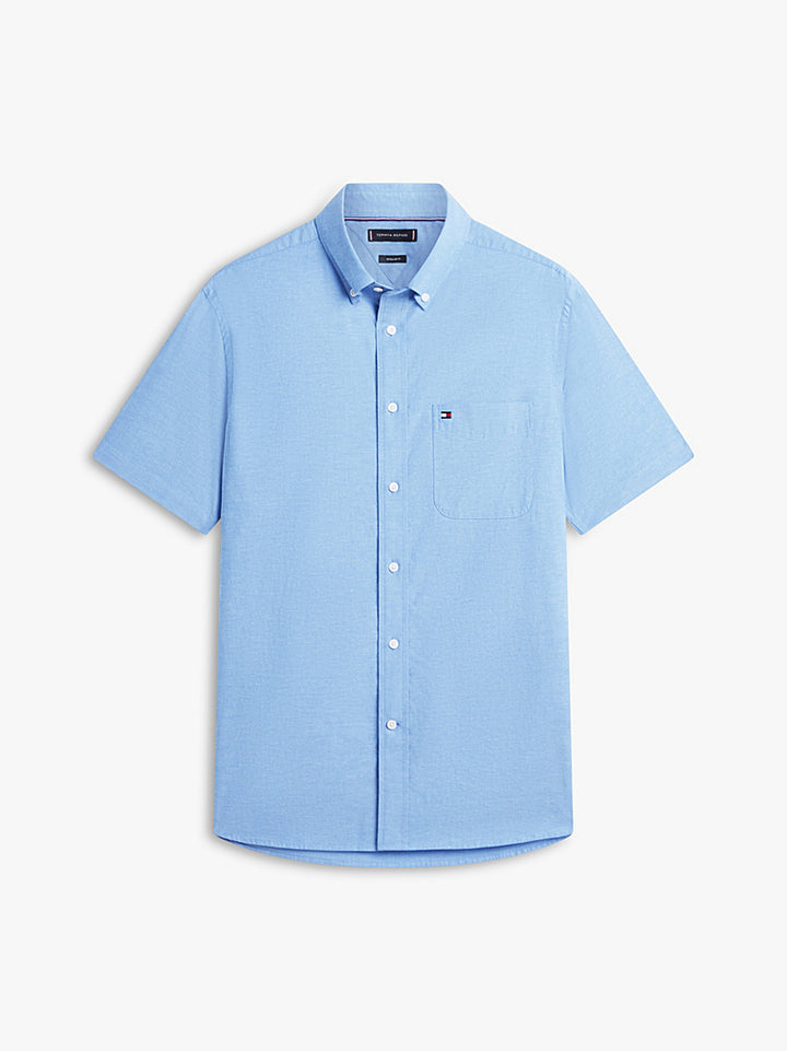 TOMMY HILFIGER OXFORD SOLID SHORT SLEEVE MARK  SHIRT