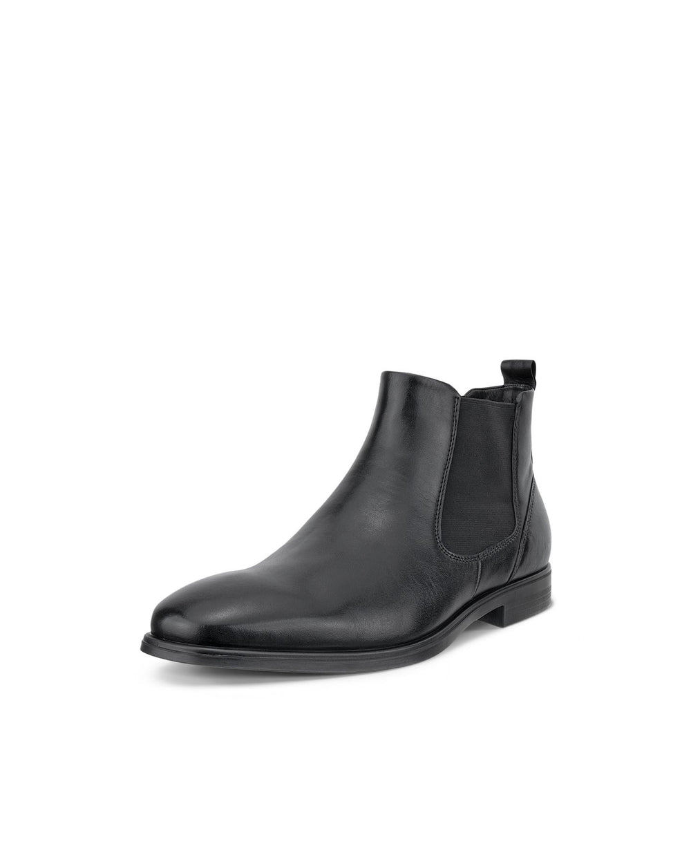 ECCO black Melbourne chelsea boot with elastic side panels and low block heel