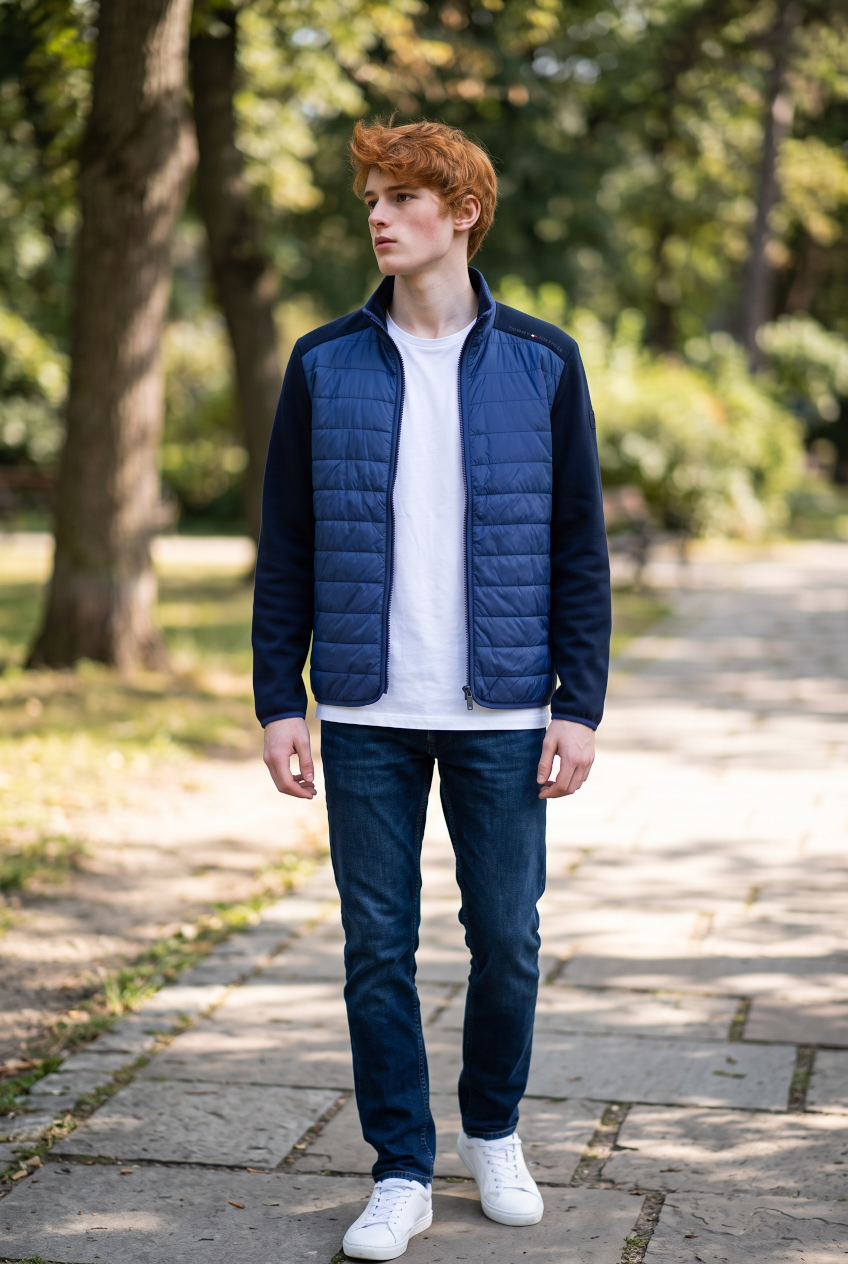 TOMMY HILFIGER MIX  NAVY MIXED MEDIA COLOUR BLOCK ZT