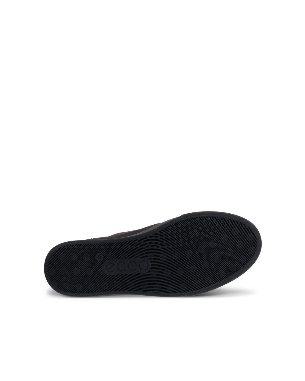 ECCO Soft 10 lace-up shoe outsole with textured tread, dark brown upper