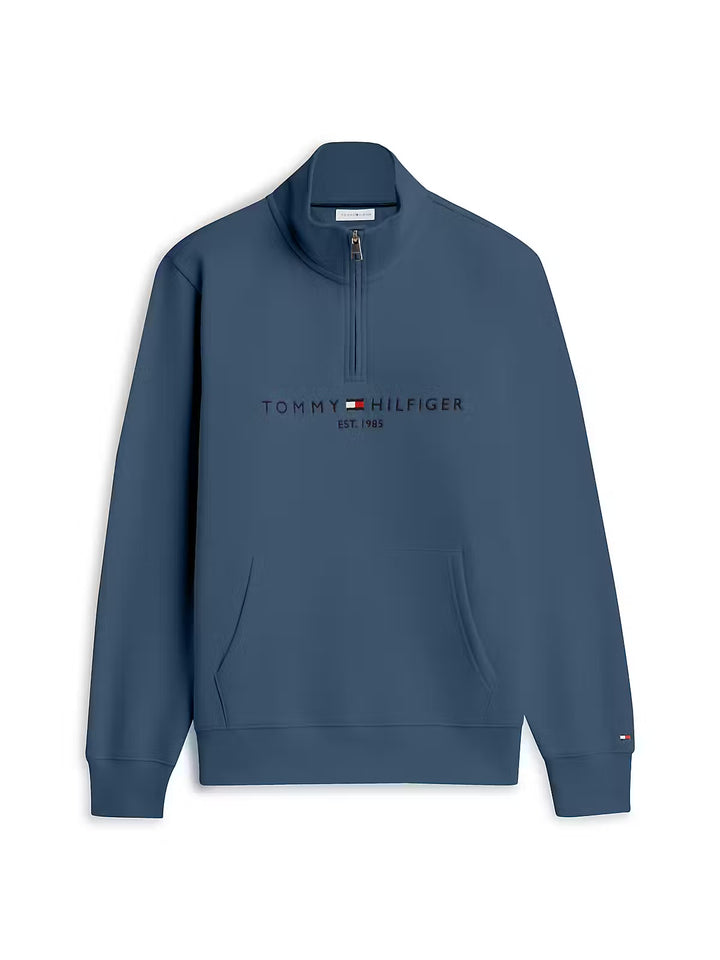 TOMMY HILFIGER M TEAL TOMMY LOGO ZIP  MOCKNECK