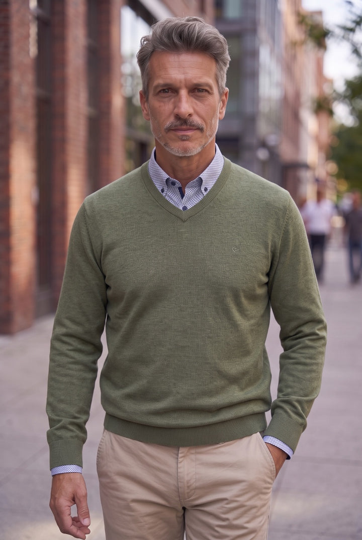 CASA MODA V NECK GREEN SWEATER