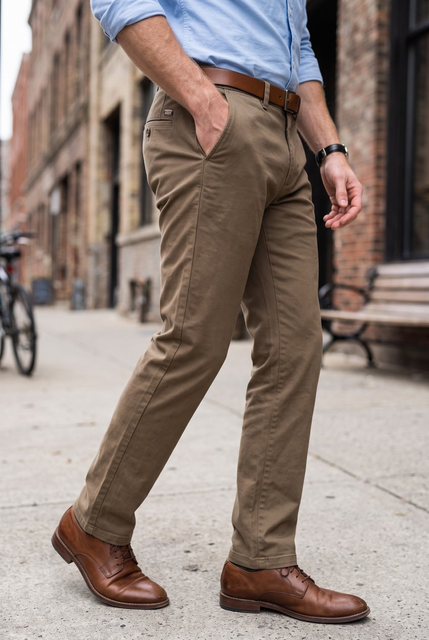 NALO KHAKI STETCH CHINOS