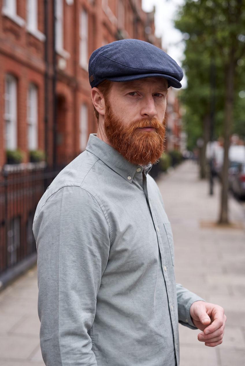 BARBOUR NAVY BARLOW FLAT CAP