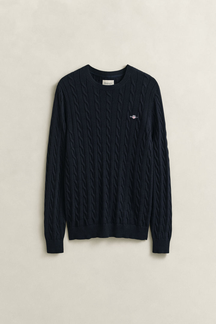 GANT NAVY CLASSIC CABLE KNIT SWEAT