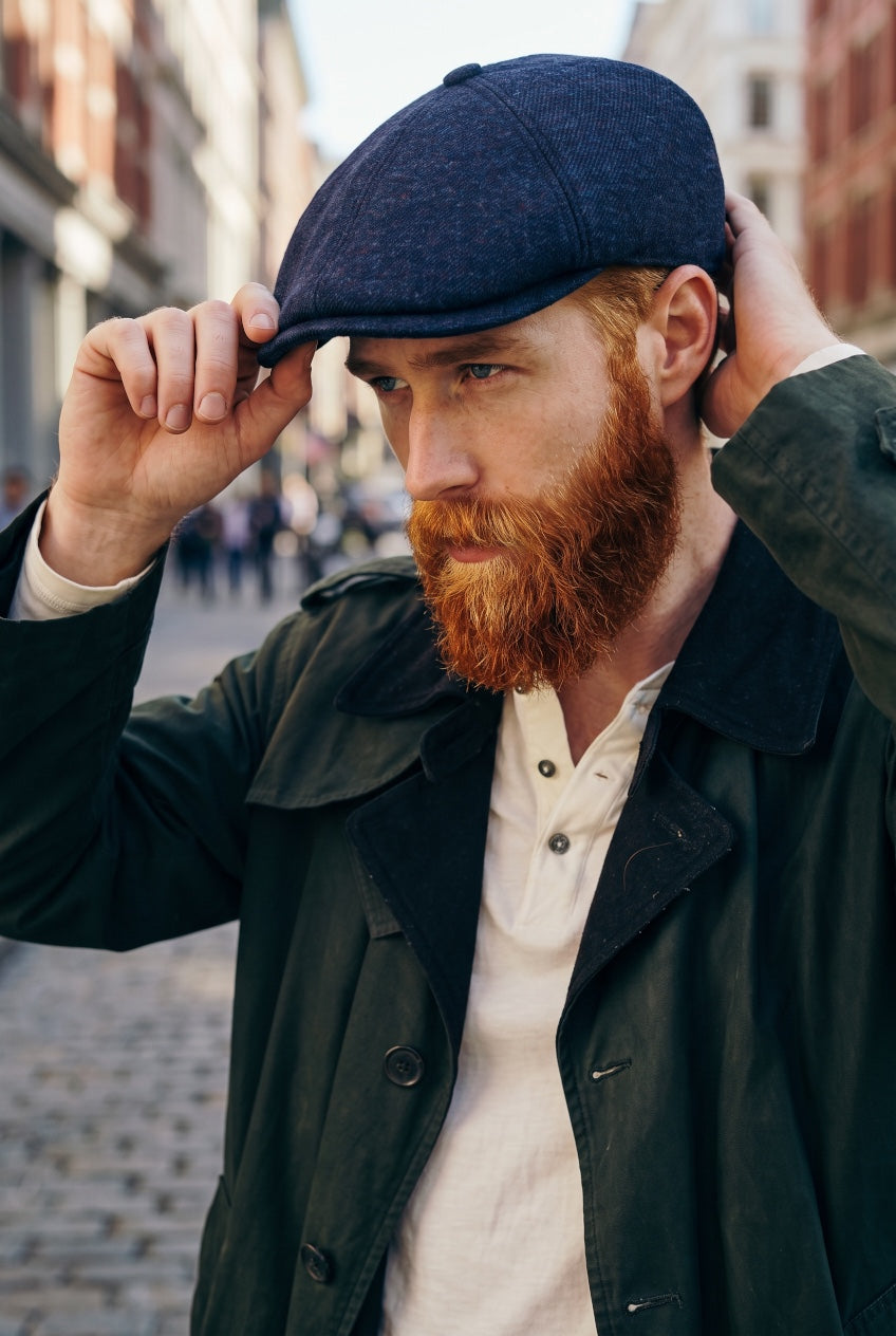 BARBOUR NAVY CLAYMORE BAKER BOY CAP
