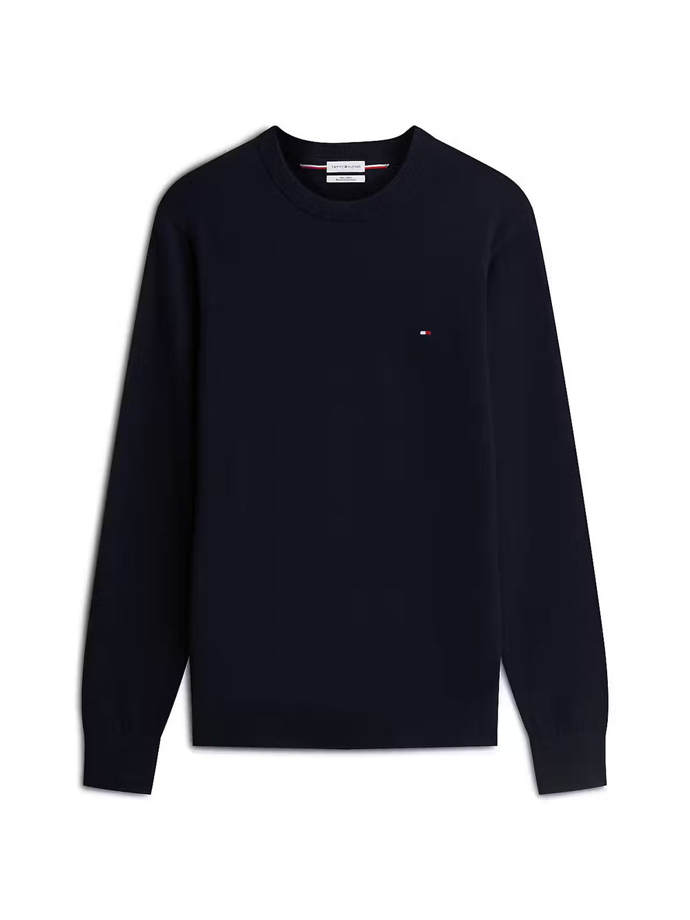 TOMMY HILFIGER navy crew neck sweater with long sleeves and small chest logo