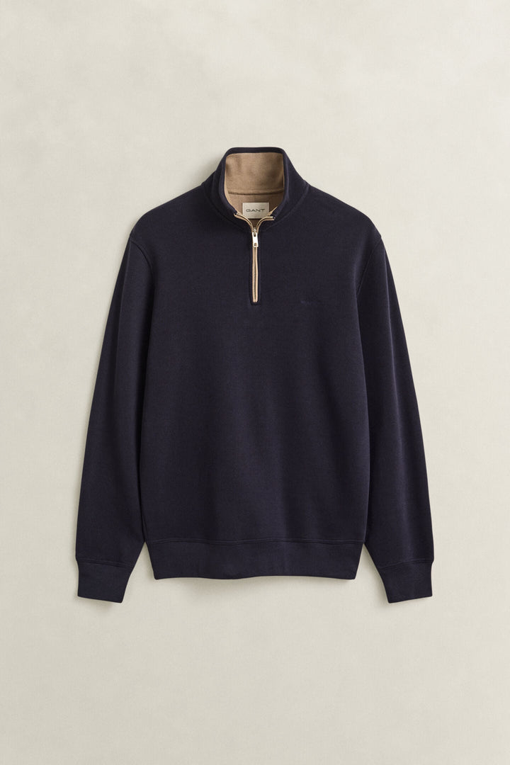 GANT NAVY SACKER RIB 1/2 ZIP SWEATER