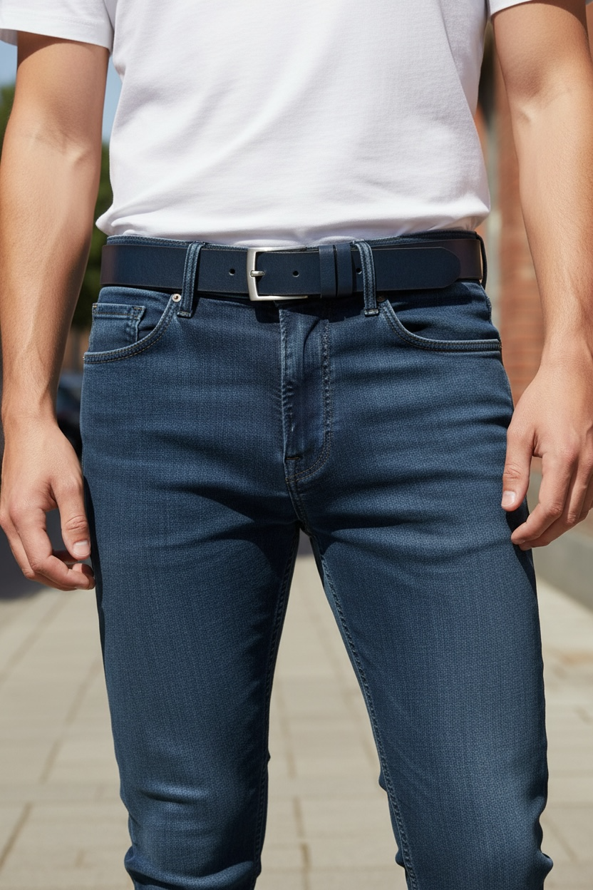 NOLTE NAVY LEATHER BELT