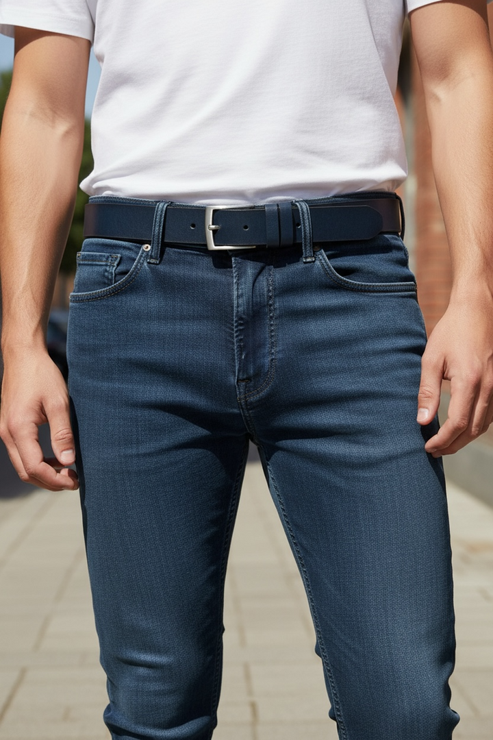 NOLTE NAVY LEATHER BELT