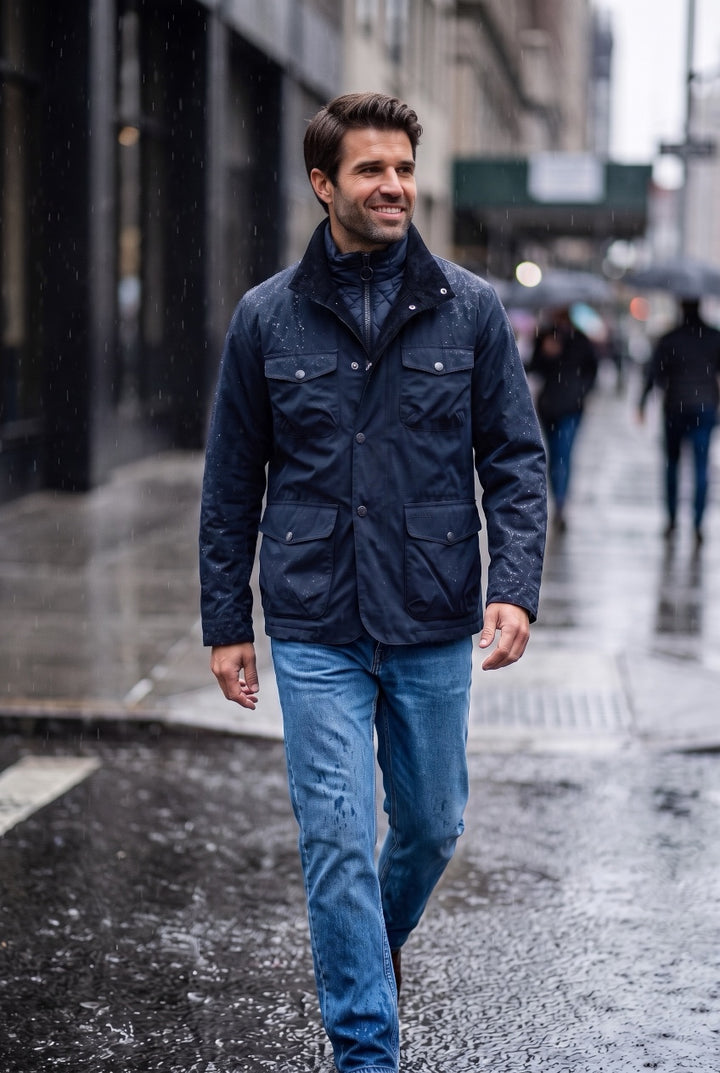 BARBOUR OGSTON NAVY WATERPROOF JACKET