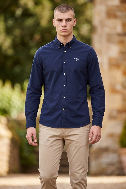 Barbour navy tailored button-front shirt with chest logo