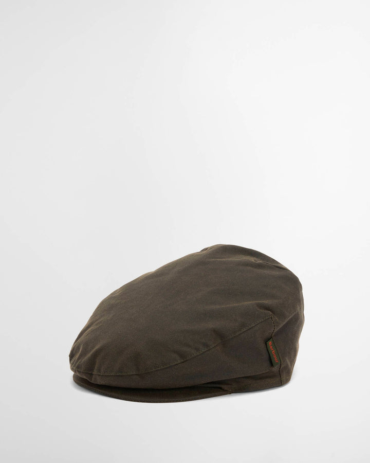 BARBOUR OLIVE CHEVIOT WAX FLAT CAP