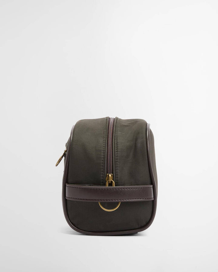 BARBOUR OLIVE WAX WASHBAG
